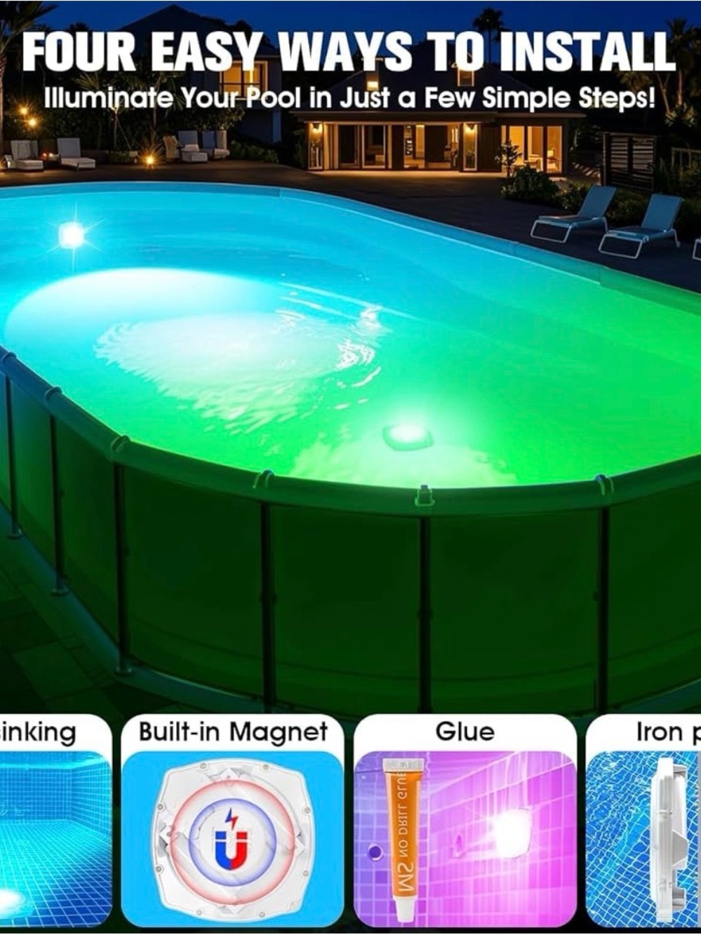 LED Pool Light with Remote Control - Multicolor - Picture 3 of 9